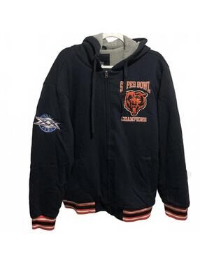 Men Vintage Super Bowl Champions Chicago Bears Hoodie Jacket XL